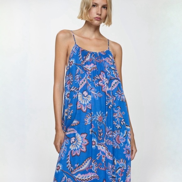 Mango Long Floral Print Dress Sz M - Picture 4 of 11